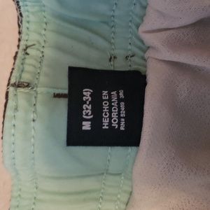 Mens Coral and Navy Blue Swim Trunks